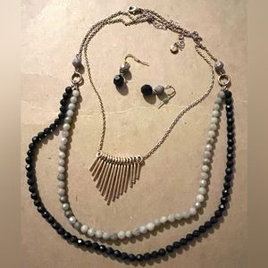 Navy necklace with earrings